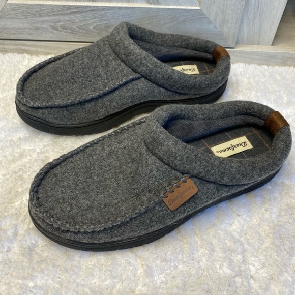 Dearfoams Men's Memory Foam Slippers Dark Heather Grey 9-10 - Picture 2 of 9